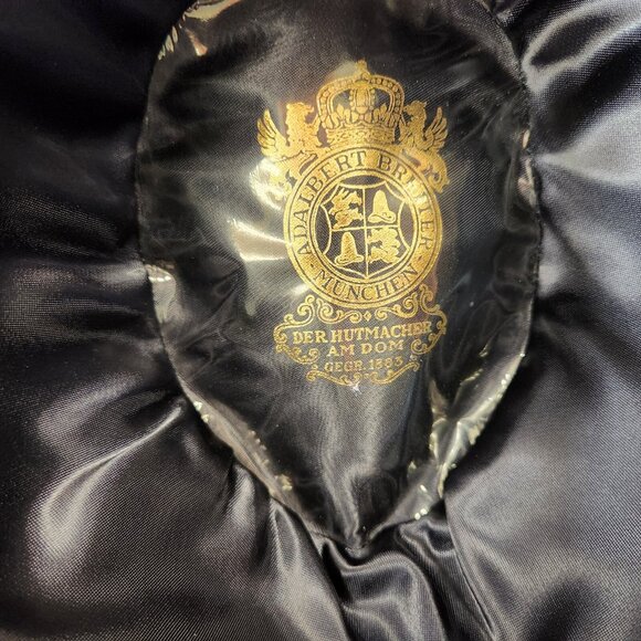 German Adalbert Breiter Black Trilby Felt Hat Stitched Cord Munchen - Picture 7 of 10